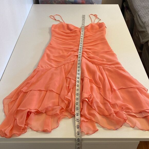 Vintage Peach / Light Orange ABS by Allen Schwartz Jellyfish Hem Dress Size 6 - Picture 12 of 13